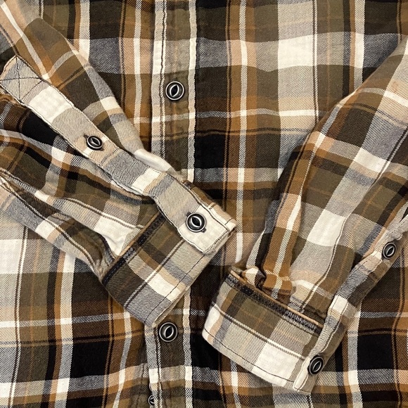 Diesel Brown White black Plaid cotton flannel long sleeve button up Shirt - Picture 5 of 16